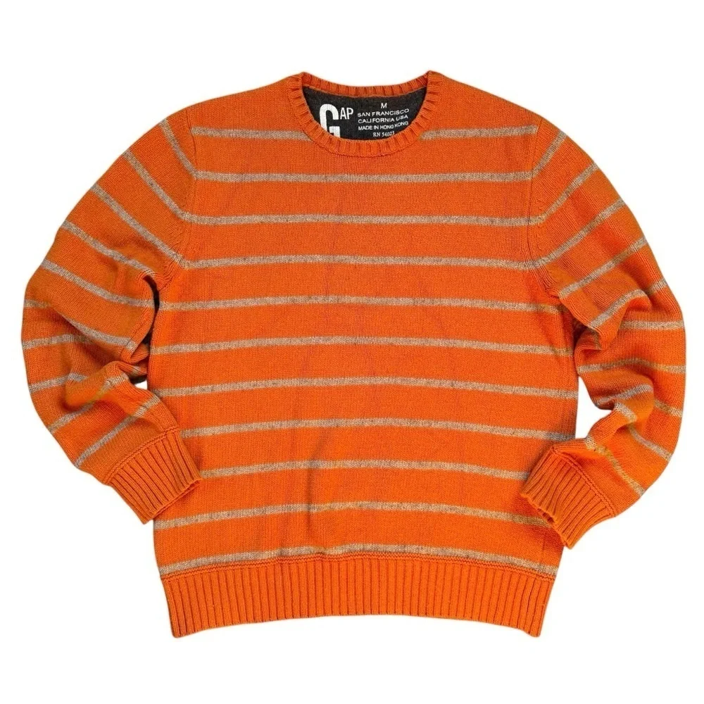 Vintage Y2K GAP Striped Cotton-Wool Crewneck Sweater